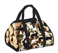 Vortithora Large Rabbit-American-Camouflage Firewood Carrier Bag, 600d Oxford Cloth Log Tote with Reinforced Handles, Open-End Wood Hauling Bag for Fireplace, Wood Stove, Camping and Outdoor Storage