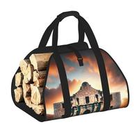 Vortithora Large Remember-The-Alamo-Texas Firewood Carrier Bag, 600d Oxford Cloth Log Tote with Reinforced Handles, Open-End Wood Hauling Bag for Fireplace, Wood Stove, Camping and Outdoor Storage