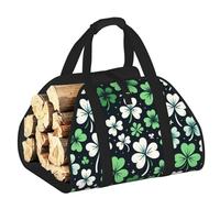 Vortithora Large St-Patricks-Shamrock Firewood Carrier Bag, 600d Oxford Cloth Log Tote with Reinforced Handles, Open-End Wood Hauling Bag for Fireplace, Wood Stove, Camping and Outdoor Storage