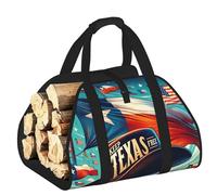 Vortithora Large Texas-Flag-Cowboy-Hat Firewood Carrier Bag, 600d Oxford Cloth Log Tote with Reinforced Handles, Open-End Wood Hauling Bag for Fireplace, Wood Stove, Camping and Outdoor Storage