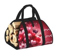 Vortithora Large Valentine's-Love-Balloons Firewood Carrier Bag, 600d Oxford Cloth Log Tote with Reinforced Handles, Open-End Wood Hauling Bag for Fireplace, Wood Stove, Camping and Outdoor Storage