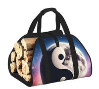 Vortithora Large Yin-Yang-Moon Firewood Carrier Bag, 600d Oxford Cloth Log Tote with Reinforced Handles, Open-End Wood Hauling Bag for Fireplace, Wood Stove, Camping and Outdoor Storage