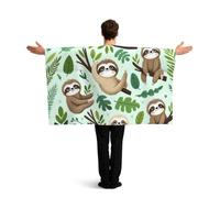 Vortithora Lazy-Sloth-Padise Flag Cape With Sleeves For Adults, Polyester Wearable Flag Cloak, Lightweight Sports Fan Cape For Game Day, Bar Parties And Street Celebrations