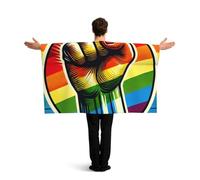 Vortithora Lgbt-Gay-Pride-Fist Flag Cape With Sleeves For Adults, Polyester Wearable Flag Cloak, Lightweight Sports Fan Cape For Game Day, Bar Parties And Street Celebrations