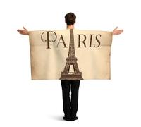 Vortithora London-British-Paris-Retro Flag Cape With Sleeves For Adults, Polyester Wearable Flag Cloak, Lightweight Sports Fan Cape For Game Day, Bar Parties And Street Celebrations