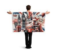 Vortithora London-British-Vintage Flag Cape With Sleeves For Adults, Polyester Wearable Flag Cloak, Lightweight Sports Fan Cape For Game Day, Bar Parties And Street Celebrations