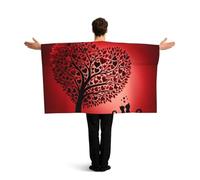 Vortithora Love-Tree-Cat-Kiss Flag Cape With Sleeves For Adults, Polyester Wearable Flag Cloak, Lightweight Sports Fan Cape For Game Day, Bar Parties And Street Celebrations