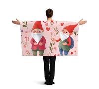 Vortithora Love-Valentine'S Gnomes Flag Cape With Sleeves For Adults, Polyester Wearable Flag Cloak, Lightweight Sports Fan Cape For Game Day, Bar Parties And Street Celebrations