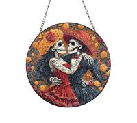 Vortithora Marigold-Romantic-Dead-Skeletons Suncatcher Window Hanging Decor