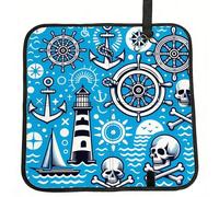Vortithora Maritime-Nautical-White Foldable Stadium Seat Cushion Waterproof Portable Bleacher Pad Small Camping Mat For Camping Travel Outdoor Sports Events