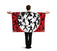 Vortithora Martial-Artists-Poses Flag Cape With Sleeves For Adults, Polyester Wearable Flag Cloak, Lightweight Sports Fan Cape For Game Day, Bar Parties And Street Celebrations