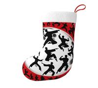 Vortithora Martial-Artists-Poses Plush Double-Sided Christmas Stockings, Holiday Fireplace Decor For Family Presents