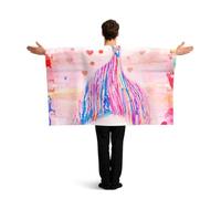 Vortithora Mermaid Tail Watercolor Flag Cape With Sleeves For Adults, Polyester Wearable Flag Cloak, Lightweight Sports Fan Cape For Game Day, Bar Parties And Street Celebrations