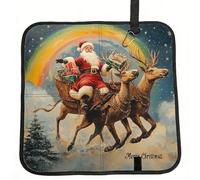 Vortithora Merry-Christmas-Rainbow-Santa Foldable Stadium Seat Cushion Waterproof Portable Bleacher Pad Small Camping Mat For Camping Travel Outdoor Sports Events