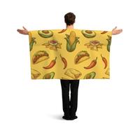 Vortithora Mexican Taco Avocado Pattern Flag Cape With Sleeves For Adults, Polyester Wearable Flag Cloak, Lightweight Sports Fan Cape For Game Day, Bar Parties And Street Celebrations