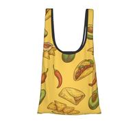 Vortithora Mexican Taco Avocado Pattern Reusable Foldable Shopping Bag, Portable Grocery Bag For Daily Use