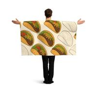 Vortithora Mexican Taco Pattern Flag Cape With Sleeves For Adults, Polyester Wearable Flag Cloak, Lightweight Sports Fan Cape For Game Day, Bar Parties And Street Celebrations