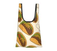 Vortithora Mexican Taco Pattern Reusable Foldable Shopping Bag, Portable Grocery Bag For Daily Use