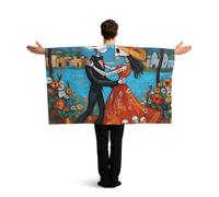 Vortithora Mexico-Dead-Skeletons-Romance Flag Cape With Sleeves For Adults, Polyester Wearable Flag Cloak, Lightweight Sports Fan Cape For Game Day, Bar Parties And Street Celebrations