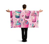 Vortithora Milk-Tea Flag Cape With Sleeves For Adults, Polyester Wearable Flag Cloak, Lightweight Sports Fan Cape For Game Day, Bar Parties And Street Celebrations