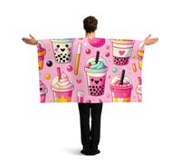 Vortithora Milk-Tea-Joy Flag Cape With Sleeves For Adults, Polyester Wearable Flag Cloak, Lightweight Sports Fan Cape For Game Day, Bar Parties And Street Celebrations