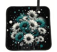 Vortithora Modern-Teal-Flowers-Dots Foldable Stadium Seat Cushion Waterproof Portable Bleacher Pad Small Camping Mat For Camping Travel Outdoor Sports Events