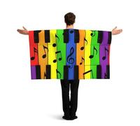 Vortithora Music Joy Rainbow Flag Cape With Sleeves For Adults, Polyester Wearable Flag Cloak, Lightweight Sports Fan Cape For Game Day, Bar Parties And Street Celebrations