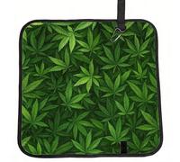 Vortithora Natural Green Weed Leaf Foldable Stadium Seat Cushion Waterproof Portable Bleacher Pad Small Camping Mat For Camping Travel Outdoor Sports Events