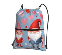 Vortithora Outdoor Cute Valentine'S Love Gnomes Casual Drawstring Backpack With Zipper Pocket, Drawstring Sports Bag For Gym And Daily Use