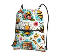 Vortithora Outdoor Delightful-Bee-Honey Casual Drawstring Backpack With Zipper Pocket, Drawstring Sports Bag For Gym And Daily Use