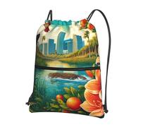 Vortithora Outdoor Florida-Panther-Bass Casual Drawstring Backpack With Zipper Pocket, Drawstring Sports Bag For Gym And Daily Use
