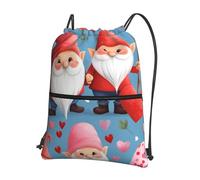 Vortithora Outdoor Sweet Valentine'S Gnomes Casual Drawstring Backpack With Zipper Pocket, Drawstring Sports Bag For Gym And Daily Use