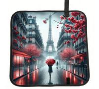Vortithora Paris-Eiffel-Tower-Floral Foldable Stadium Seat Cushion Waterproof Portable Bleacher Pad Small Camping Mat For Camping Travel Outdoor Sports Events