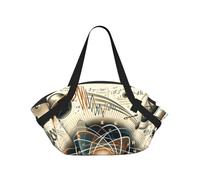 Vortithora Physical-Concepts-Equipments Foldable Round Picnic Blanket Tote Bag, Portable Camping Mat With Handles And Inner Pockets, Water-Resistant Outdoor Beach Blanket For Picnic, Park, Camping