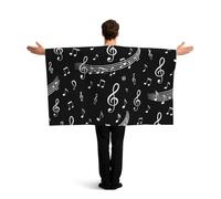 Vortithora Piano Music Notes Flag Cape With Sleeves For Adults, Polyester Wearable Flag Cloak, Lightweight Sports Fan Cape For Game Day, Bar Parties And Street Celebrations