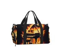 Vortithora Piano-Wildness-Fire Sports Duffel Bag with Shoe Compartment | Water-Resistant Fabric, Luggage Sleeve, Adjustable Strap, Inner Zipper Pocket, Good For Sport, Gym, Yoga