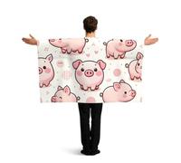 Vortithora Pig-Joy Flag Cape With Sleeves For Adults, Polyester Wearable Flag Cloak, Lightweight Sports Fan Cape For Game Day, Bar Parties And Street Celebrations