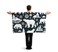 Vortithora Polar-Bear-White-Snowflake Flag Cape With Sleeves For Adults, Polyester Wearable Flag Cloak, Lightweight Sports Fan Cape For Game Day, Bar Parties And Street Celebrations