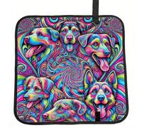 Vortithora Psychedelic-Dogs Foldable Stadium Seat Cushion Waterproof Portable Bleacher Pad Small Camping Mat For Camping Travel Outdoor Sports Events