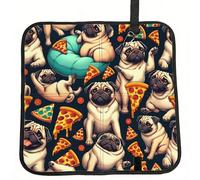 Vortithora Pug-Dogs-Pizza Foldable Stadium Seat Cushion Waterproof Portable Bleacher Pad Small Camping Mat For Camping Travel Outdoor Sports Events