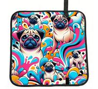 Vortithora Pug-Dogs-Watercolor-Splash Foldable Stadium Seat Cushion Waterproof Portable Bleacher Pad Small Camping Mat For Camping Travel Outdoor Sports Events