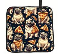 Vortithora Pug-Dogs-Yummy-Pizza Foldable Stadium Seat Cushion Waterproof Portable Bleacher Pad Small Camping Mat For Camping Travel Outdoor Sports Events