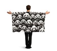 Vortithora Realistic-Pandas-Face-Joy Flag Cape With Sleeves For Adults, Polyester Wearable Flag Cloak, Lightweight Sports Fan Cape For Game Day, Bar Parties And Street Celebrations