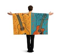 Vortithora Retro Music Guitar Flag Cape With Sleeves For Adults, Polyester Wearable Flag Cloak, Lightweight Sports Fan Cape For Game Day, Bar Parties And Street Celebrations