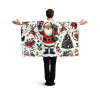 Vortithora Santa-Claus-Elk-Christmas Flag Cape With Sleeves For Adults, Polyester Wearable Flag Cloak, Lightweight Sports Fan Cape For Game Day, Bar Parties And Street Celebrations