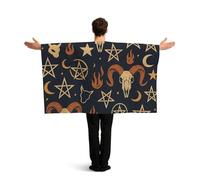 Vortithora Satan Baphomet Sheep Head Flag Cape With Sleeves For Adults, Polyester Wearable Flag Cloak, Lightweight Sports Fan Cape For Game Day, Bar Parties And Street Celebrations
