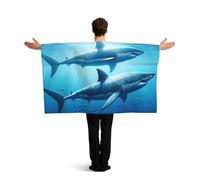 Vortithora Sharks-Swim-In-Ocean Flag Cape With Sleeves For Adults, Polyester Wearable Flag Cloak, Lightweight Sports Fan Cape For Game Day, Bar Parties And Street Celebrations
