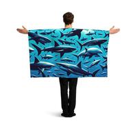 Vortithora Sharks-Swim-Underwater Flag Cape With Sleeves For Adults, Polyester Wearable Flag Cloak, Lightweight Sports Fan Cape For Game Day, Bar Parties And Street Celebrations
