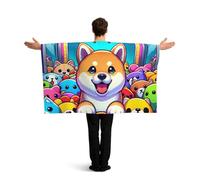 Vortithora Shiba-Inu-Funny-Catching Flag Cape With Sleeves For Adults, Polyester Wearable Flag Cloak, Lightweight Sports Fan Cape For Game Day, Bar Parties And Street Celebrations