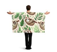 Vortithora Sloth-Tree-Party Flag Cape With Sleeves For Adults, Polyester Wearable Flag Cloak, Lightweight Sports Fan Cape For Game Day, Bar Parties And Street Celebrations